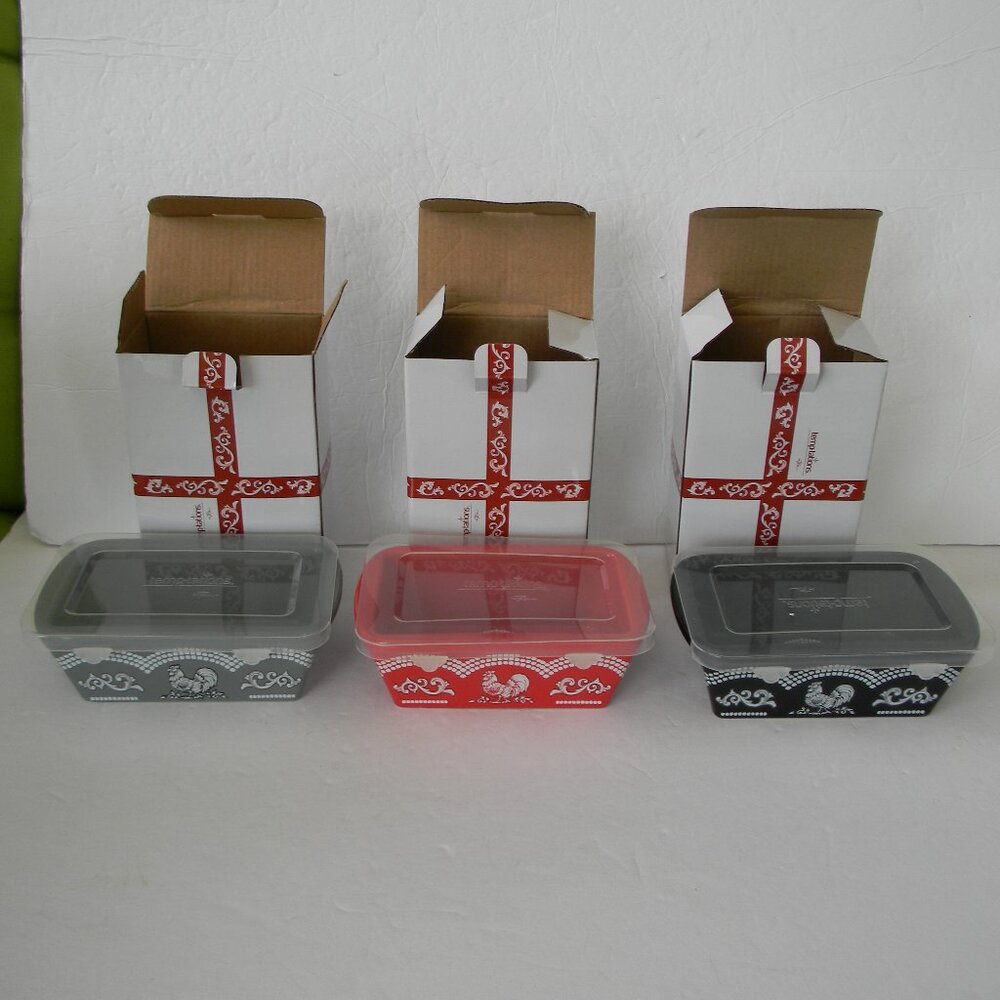 NEW Temp-tations Set of (3) 14-oz Mini Loaf Pans with Gift Boxes DOODLE DOO